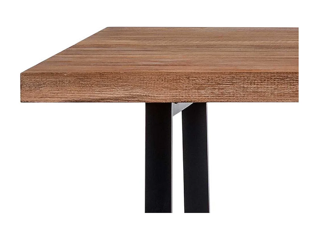 Esszimmer Tisch aus Massivholz und Metall Teakfarben