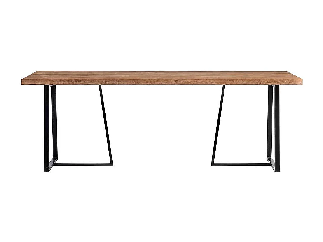 Esszimmer Tisch aus Massivholz und Metall Teakfarben