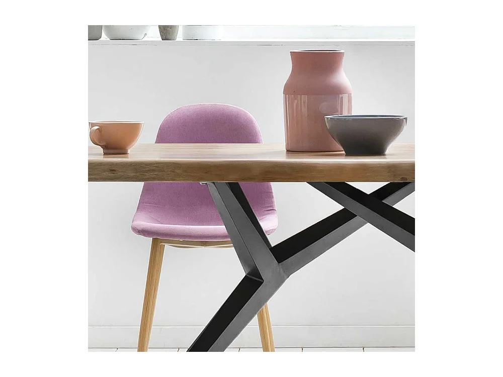 Loft Esstisch aus Akazie Massivholz Eisen in Schwarz