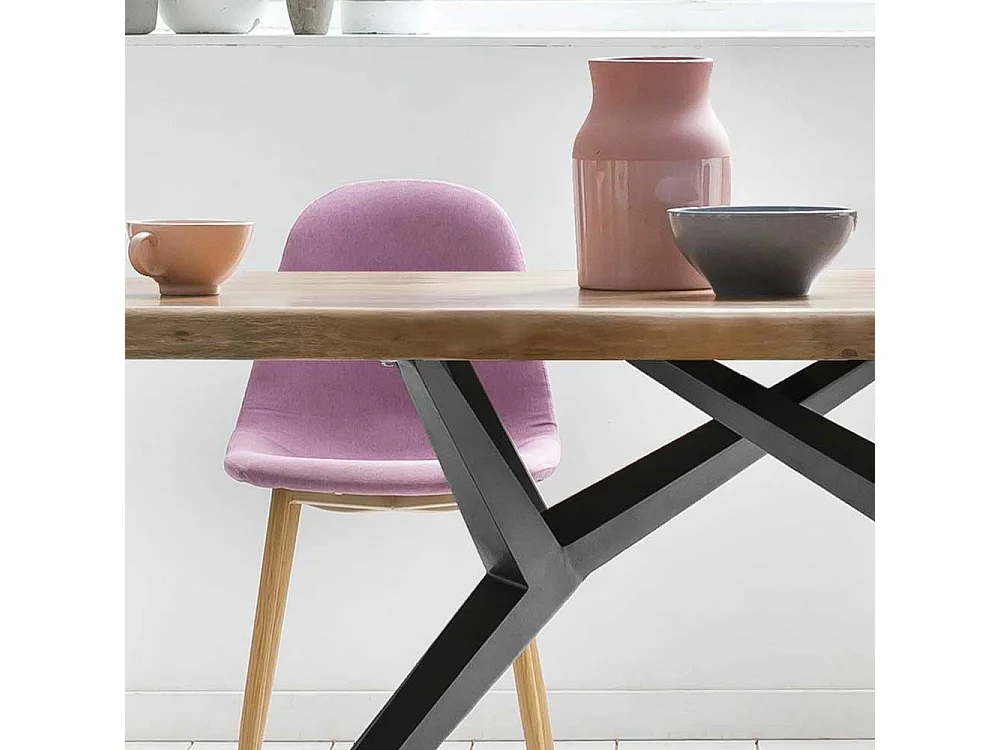 Loft Esstisch aus Akazie Massivholz Eisen in Schwarz