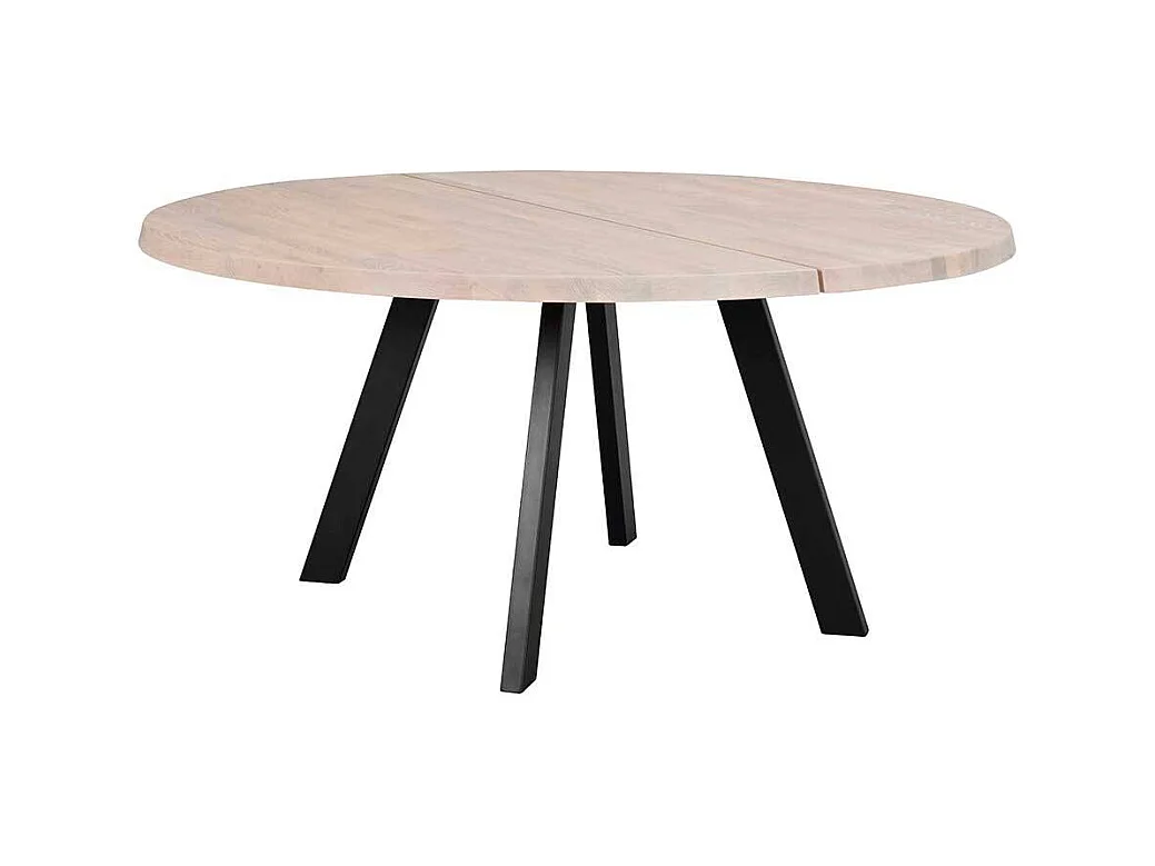 Echtholztisch in Holz White Wash Schwarz