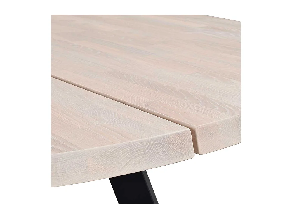 Echtholztisch in Holz White Wash Schwarz