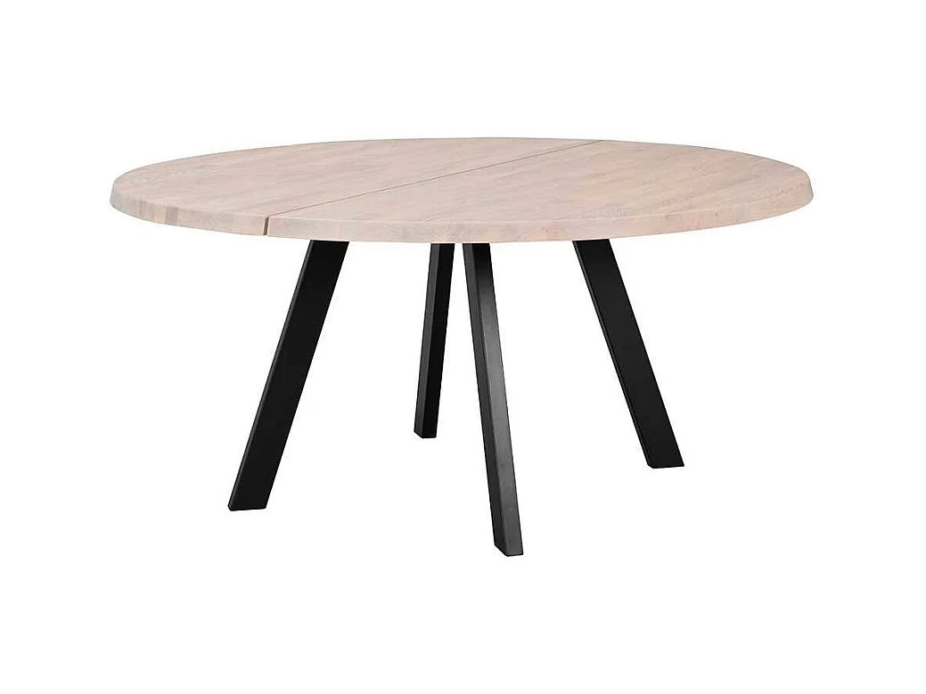 Echtholztisch in Holz White Wash Schwarz