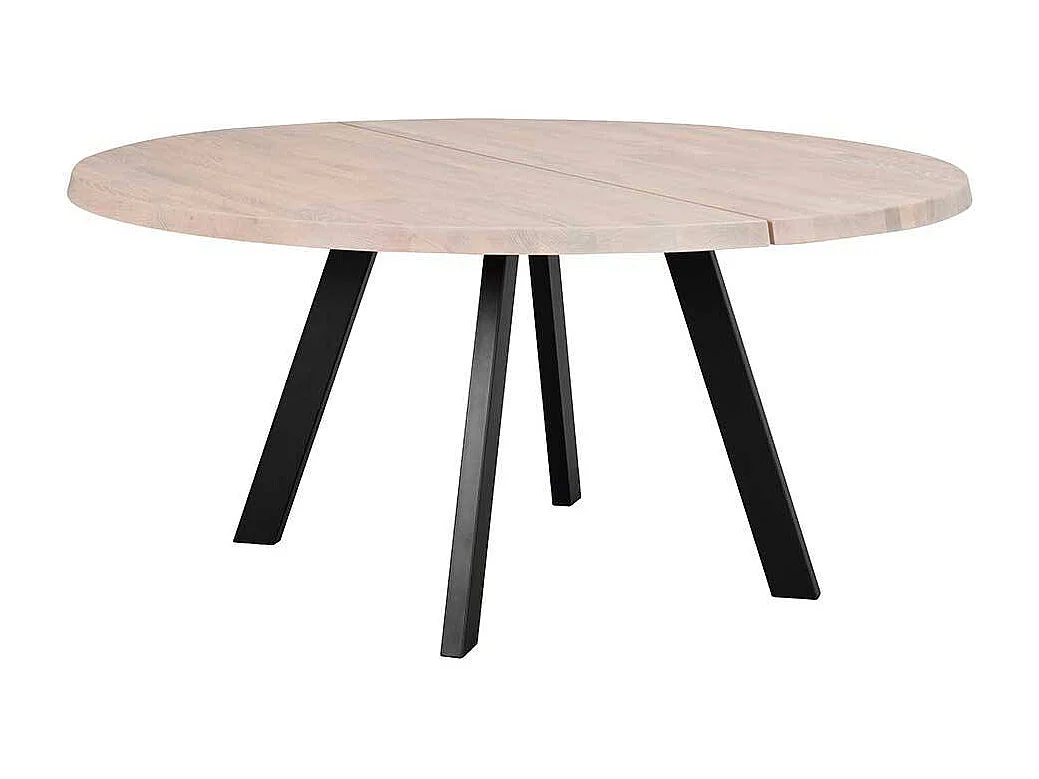 Echtholztisch in Holz White Wash Schwarz