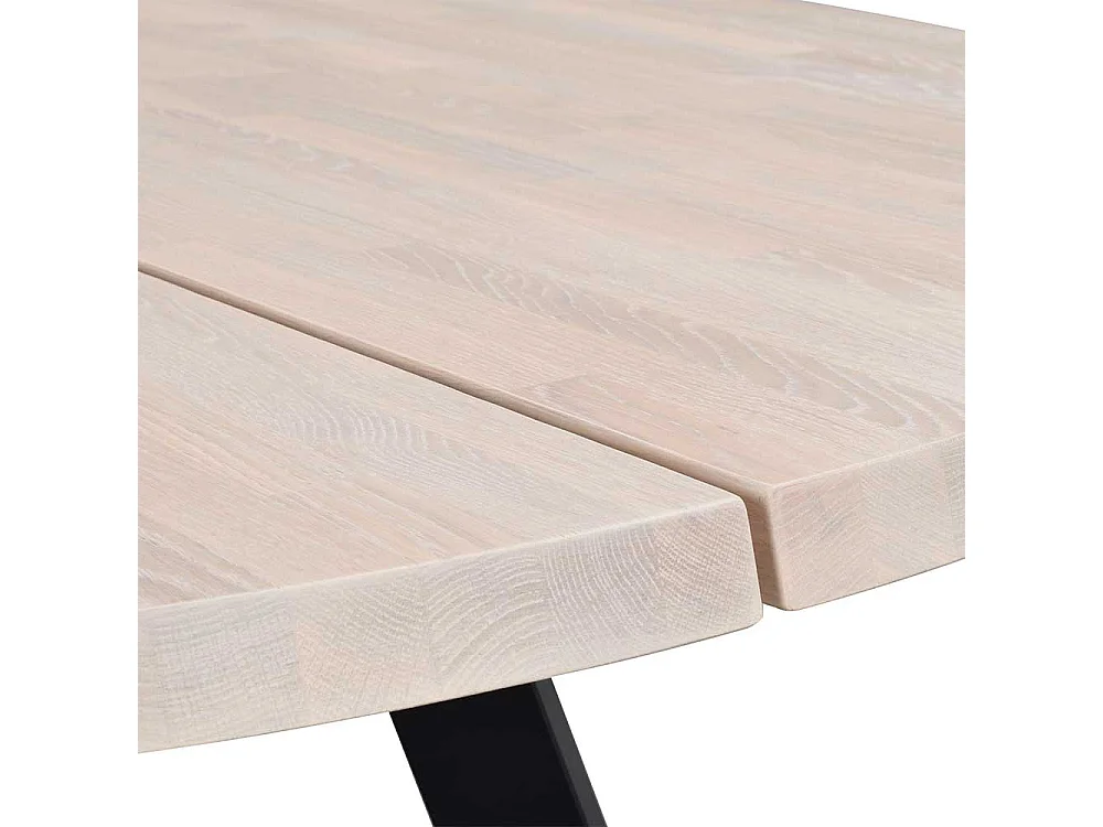 Echtholztisch in Holz White Wash Schwarz