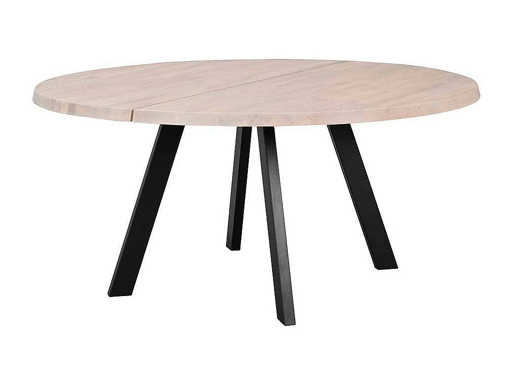 Echtholztisch in Holz White Wash Schwarz