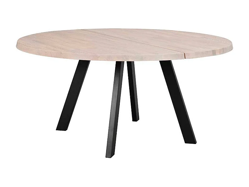 Echtholztisch in Holz White Wash Schwarz