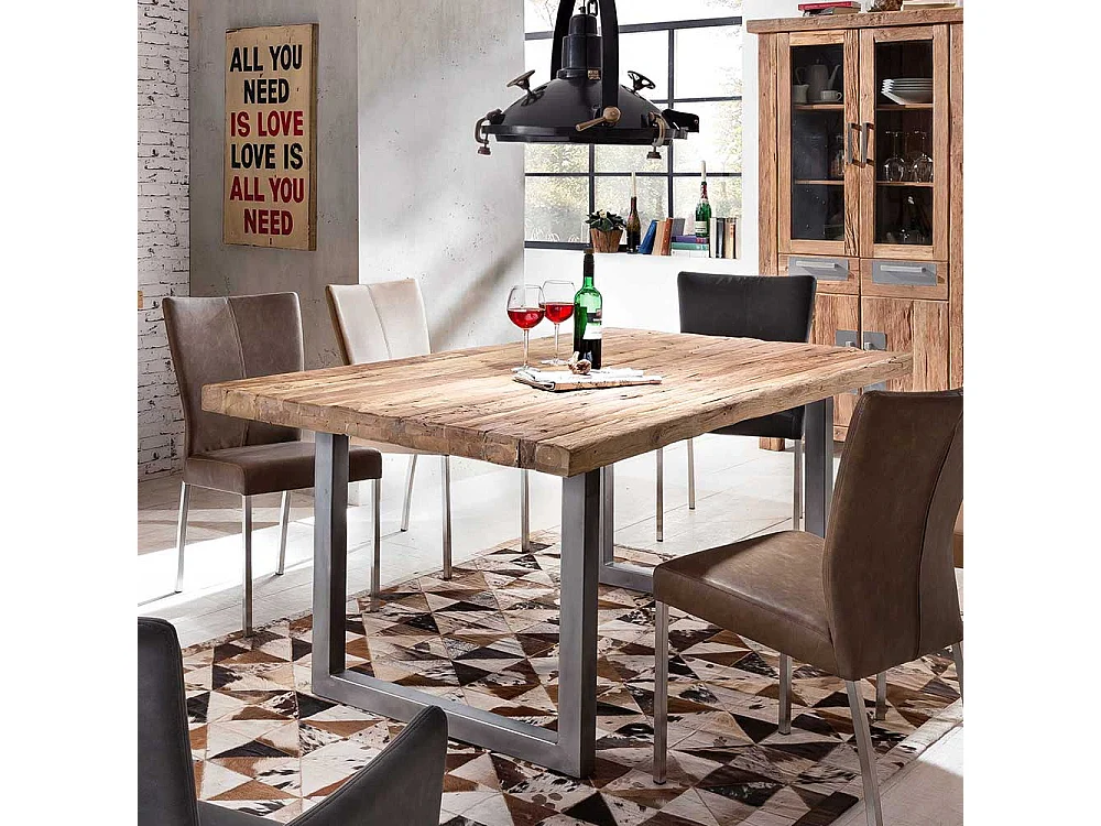 Küchen Tisch aus Teak Recyclingholz und Eisen Industry Design