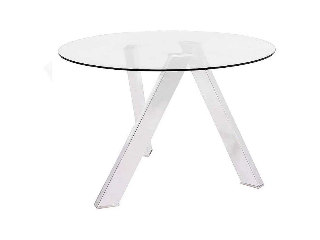 Glas Esstisch in Weiß runder Glasplatte