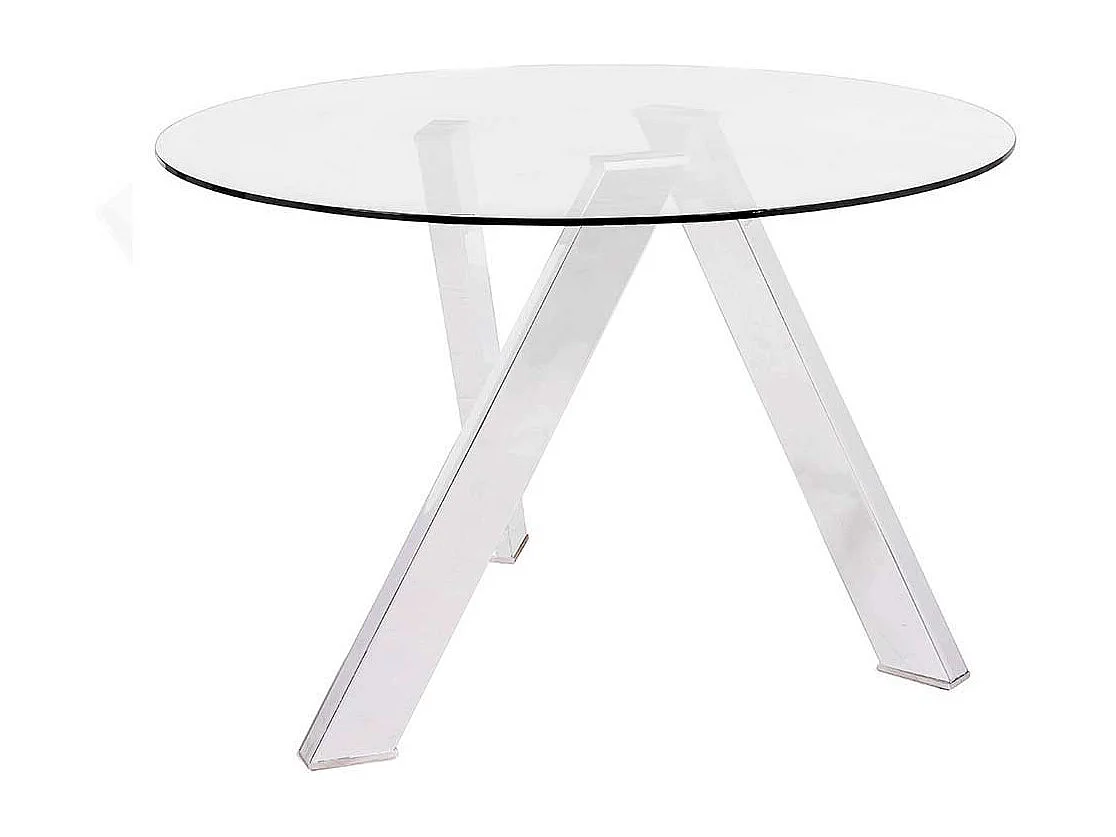 Glas Esstisch in Weiß runder Glasplatte
