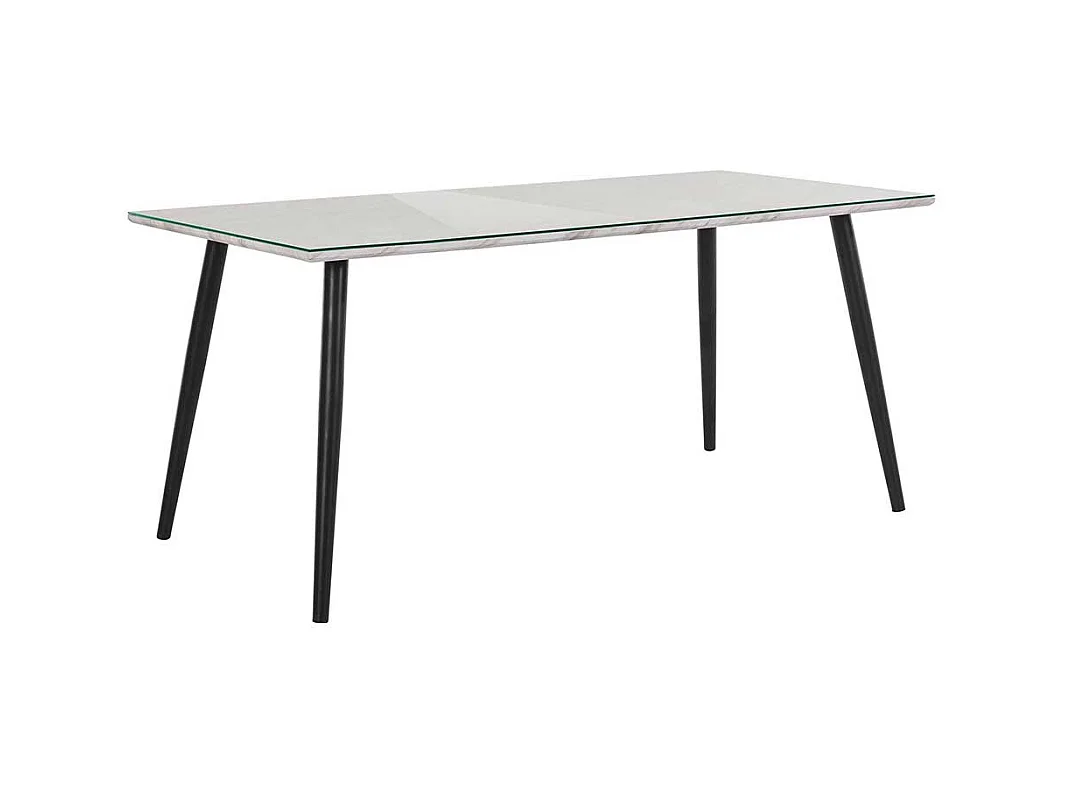 Esstisch Schwarz Weiß im Retrostil Platte glasbeschichtet