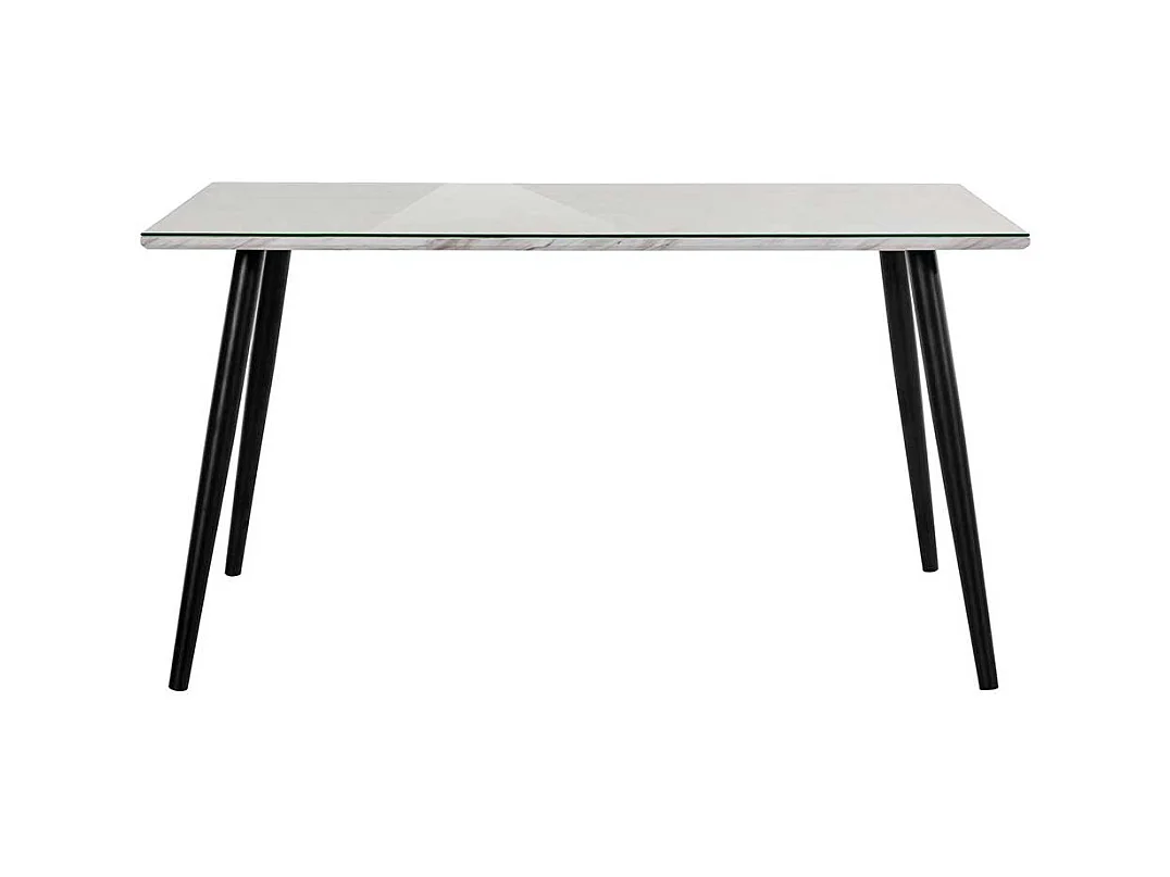 Esstisch Schwarz Weiß im Retrostil Platte glasbeschichtet