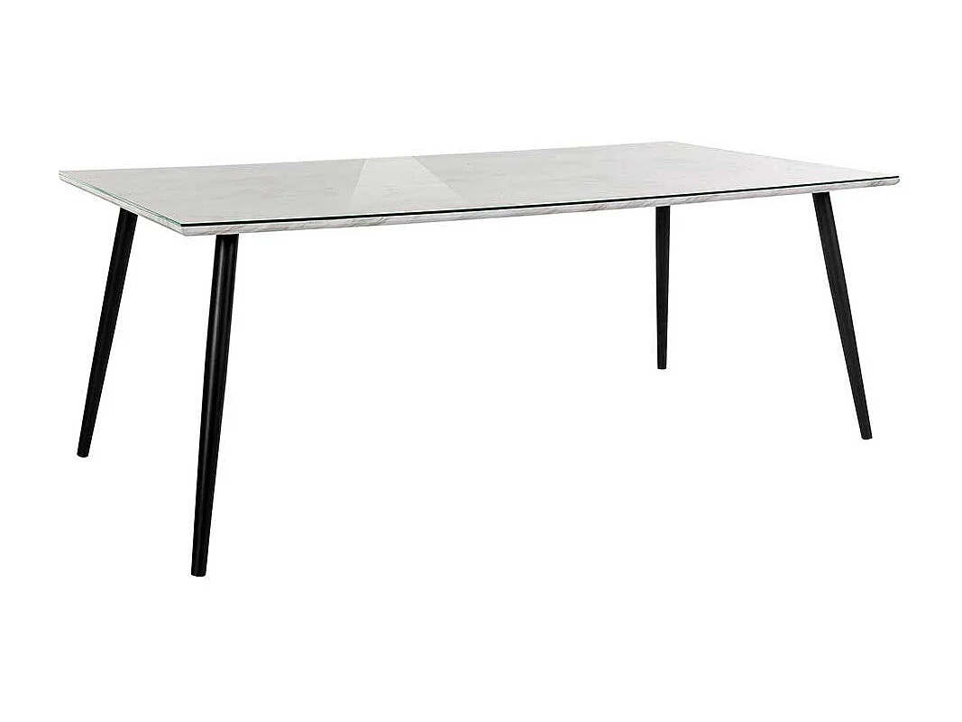 Esstisch Schwarz Weiß im Retrostil Platte glasbeschichtet