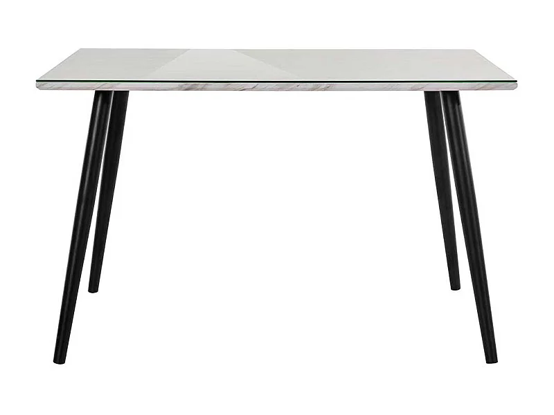 Esstisch Schwarz Weiß im Retrostil Platte glasbeschichtet