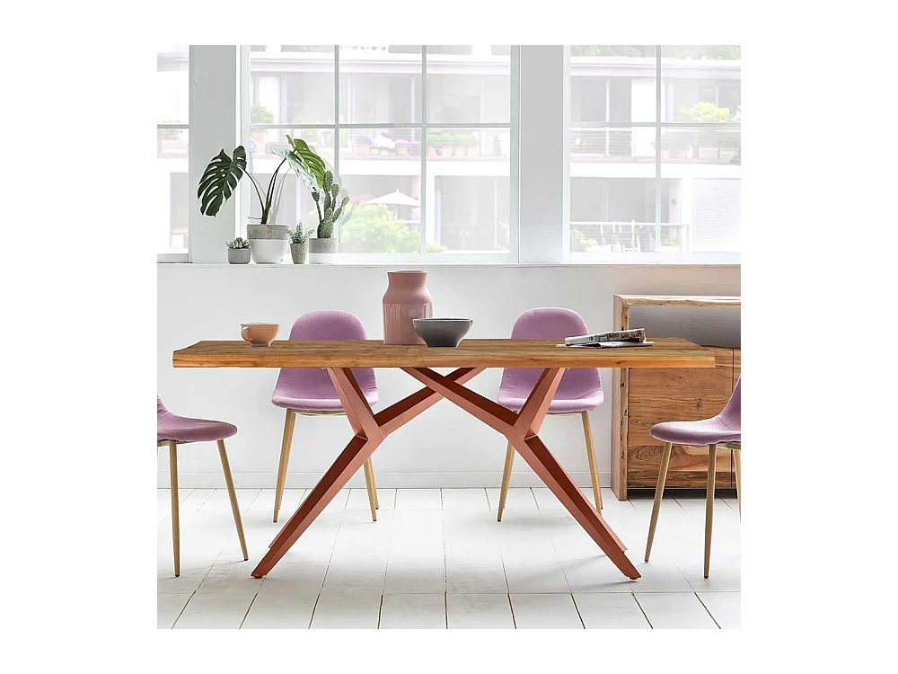 Esszimmertisch mit Einlegearbeit Teakfarben und Braun