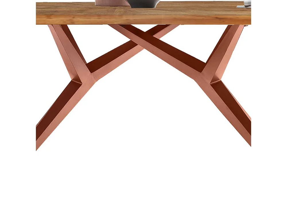 Esszimmertisch mit Einlegearbeit Teakfarben und Braun