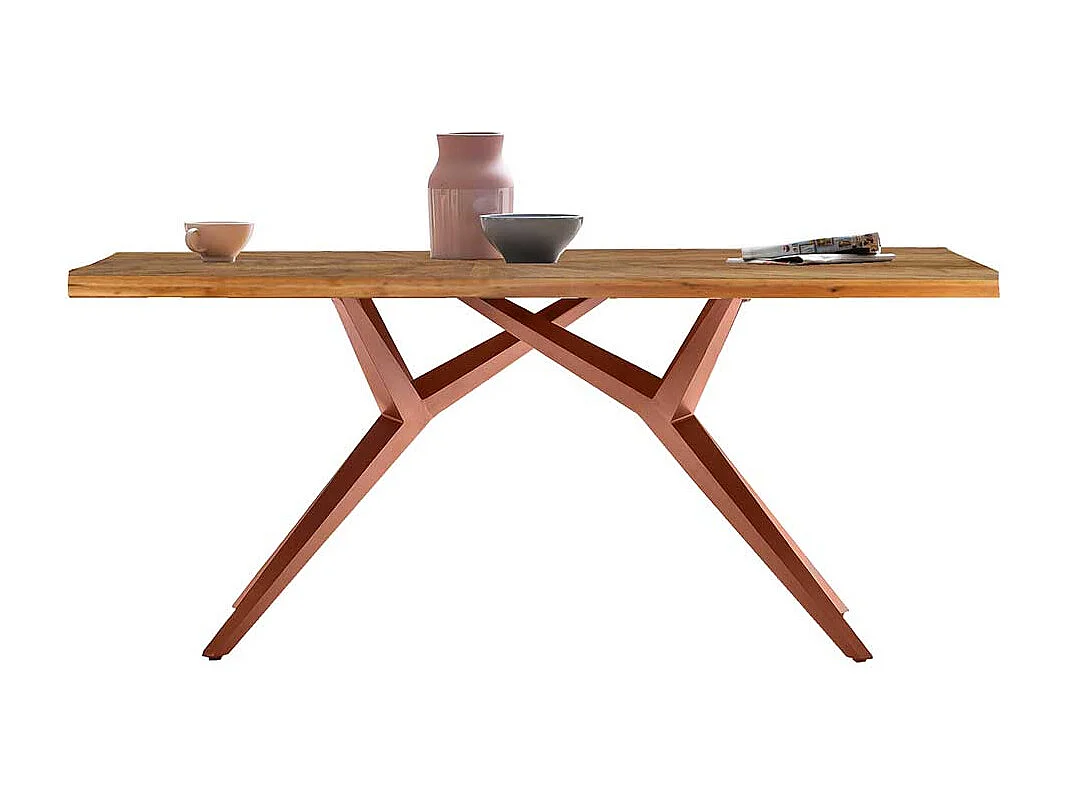 Esszimmertisch mit Einlegearbeit Teakfarben und Braun