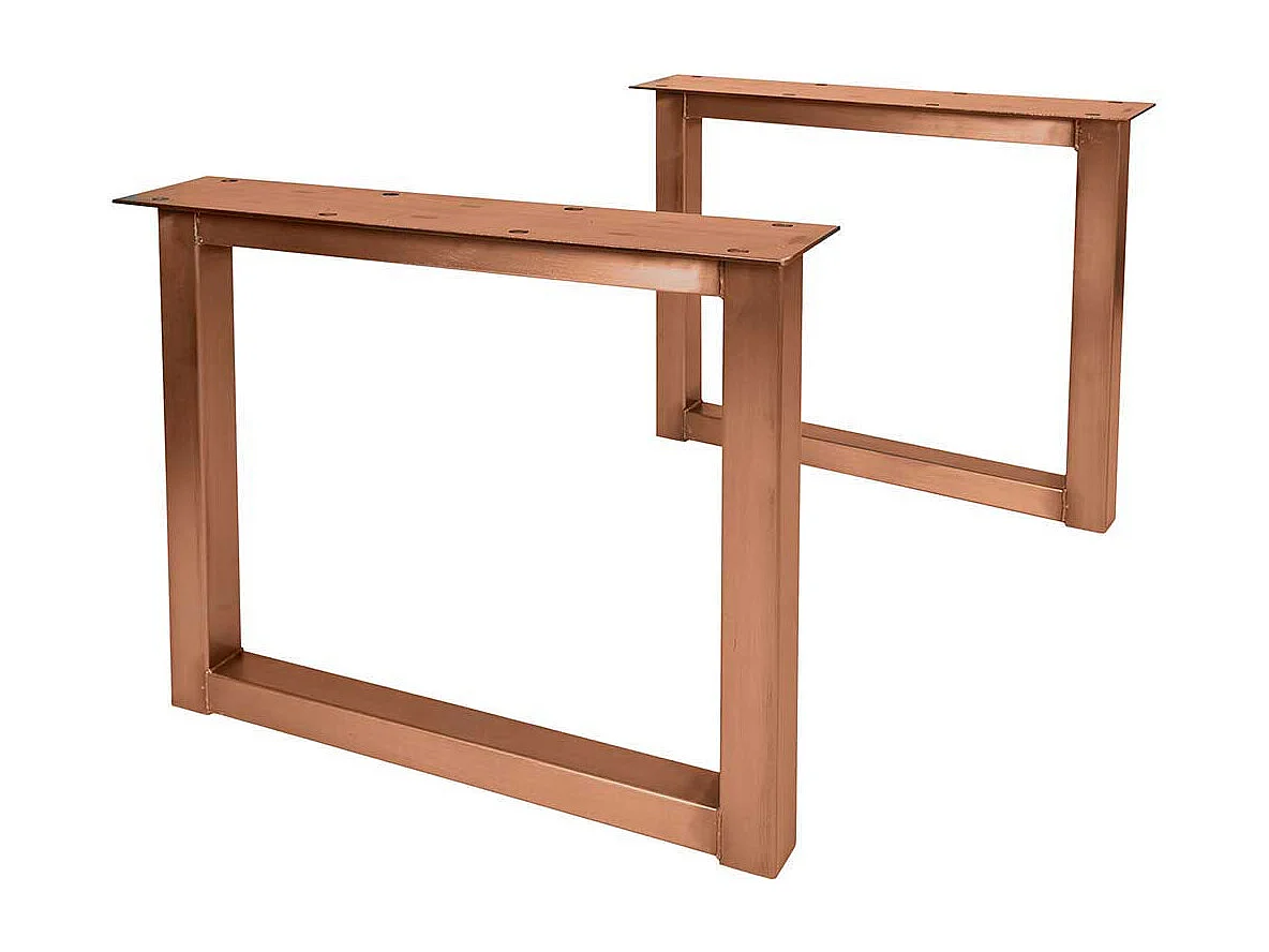 Designtisch aus Teak Recyclingholz Bügelgestell in Braun