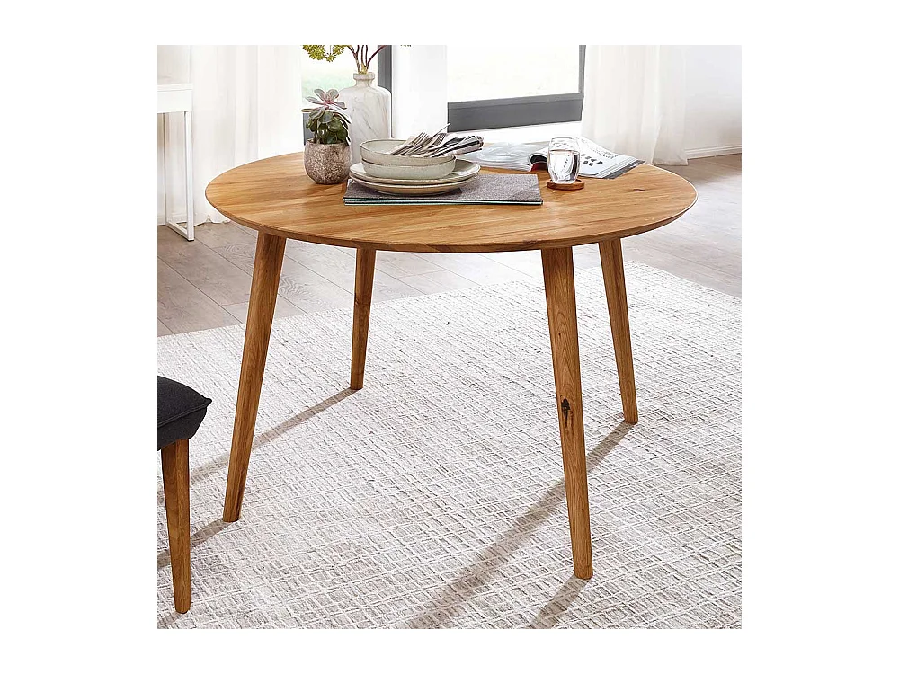 Tisch Massivholz aus Wildeiche Massivholz geölt runder Tischplatte