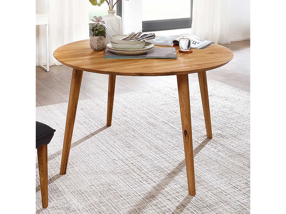 Tisch Massivholz aus Wildeiche Massivholz geölt runder Tischplatte