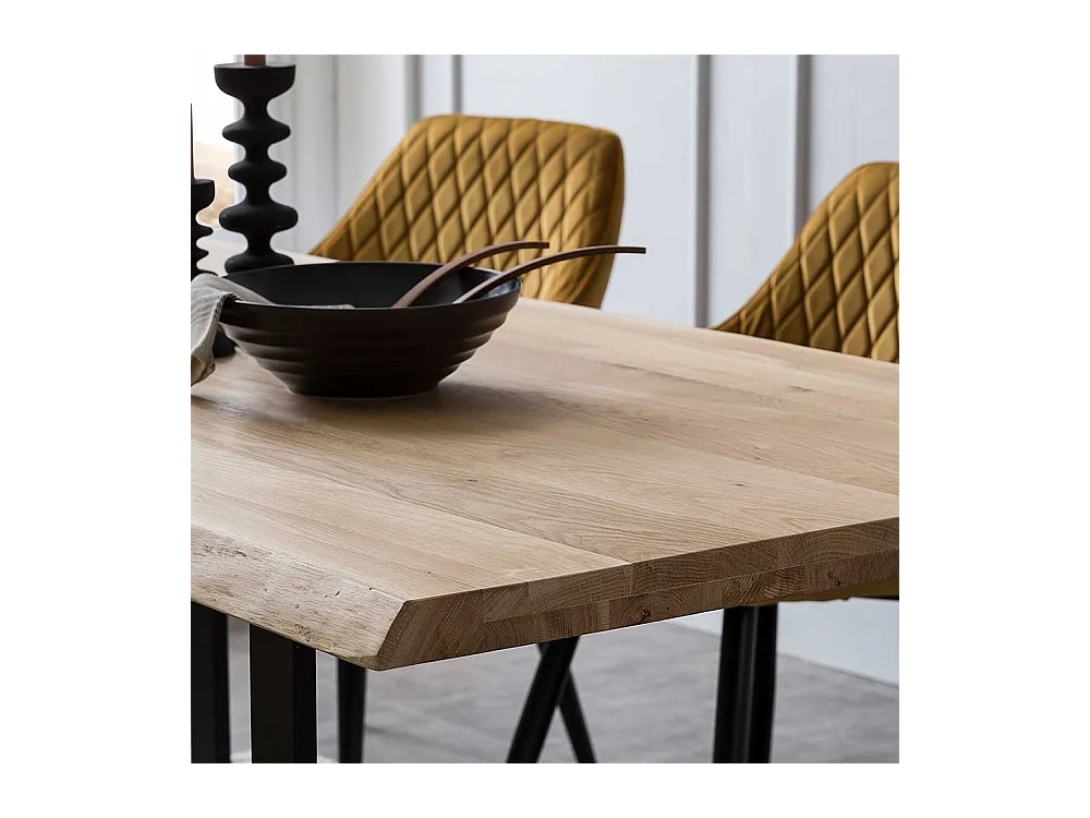 Massivholzesstisch aus Eiche und Metall Bügelgestell