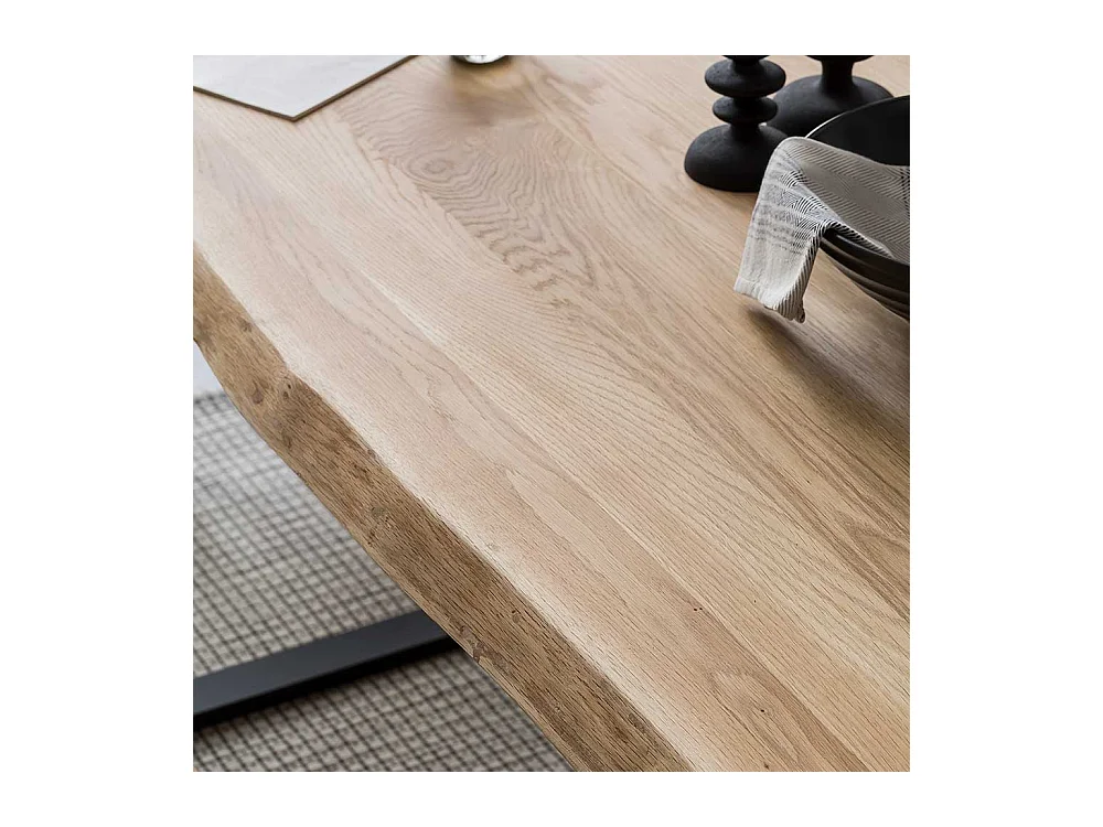 Massivholzesstisch aus Eiche und Metall Bügelgestell