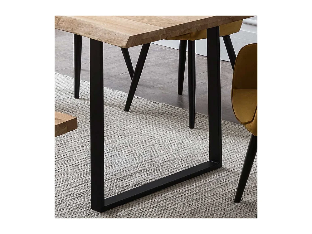 Massivholzesstisch aus Eiche und Metall Bügelgestell