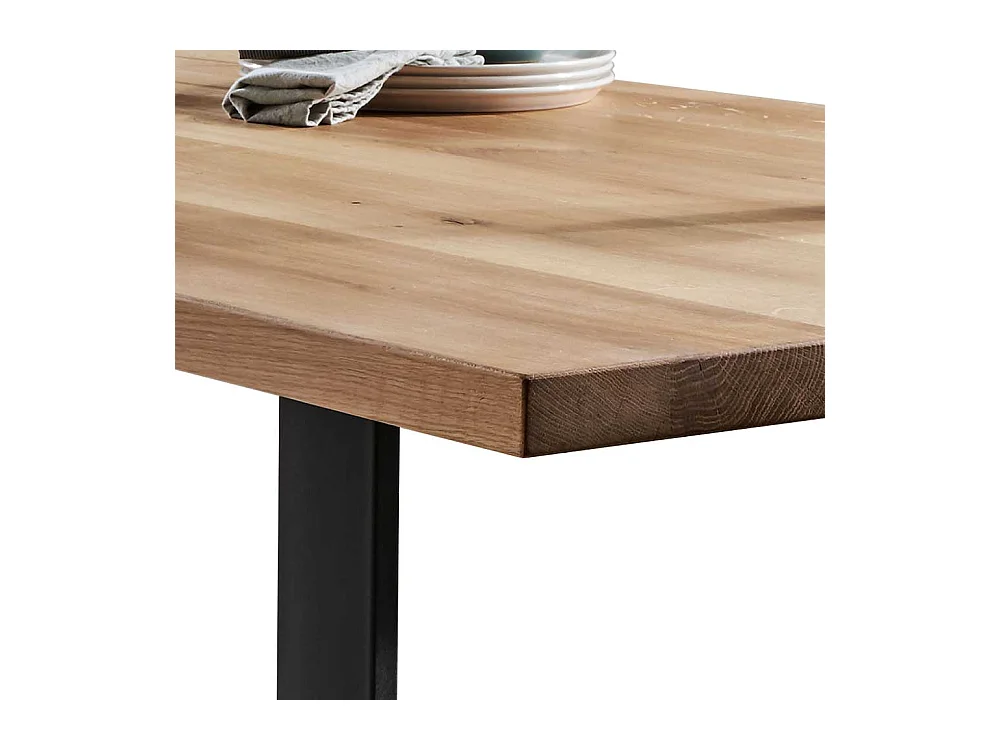 Esszimmertisch aus Wildeiche Massivholz und Stahl Loft Design