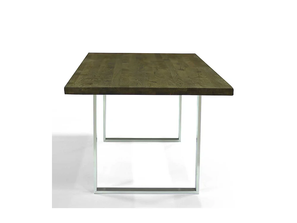 Esszimmer Tisch aus Eiche Massivholz und Edelstahl 75 cm hoch