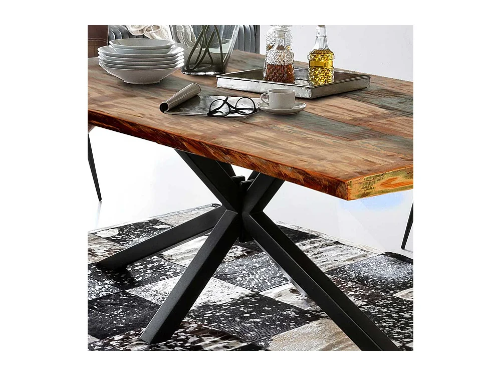 Recyclingholz Esstisch in Bunt und Schwarz Loft Style