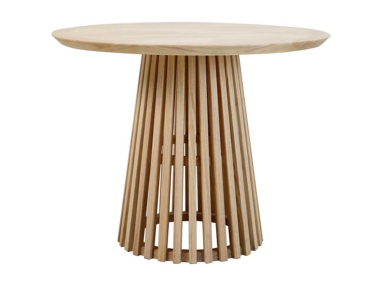 Skandi Esszimmer Tisch in Naturfarben runder Tischplatte