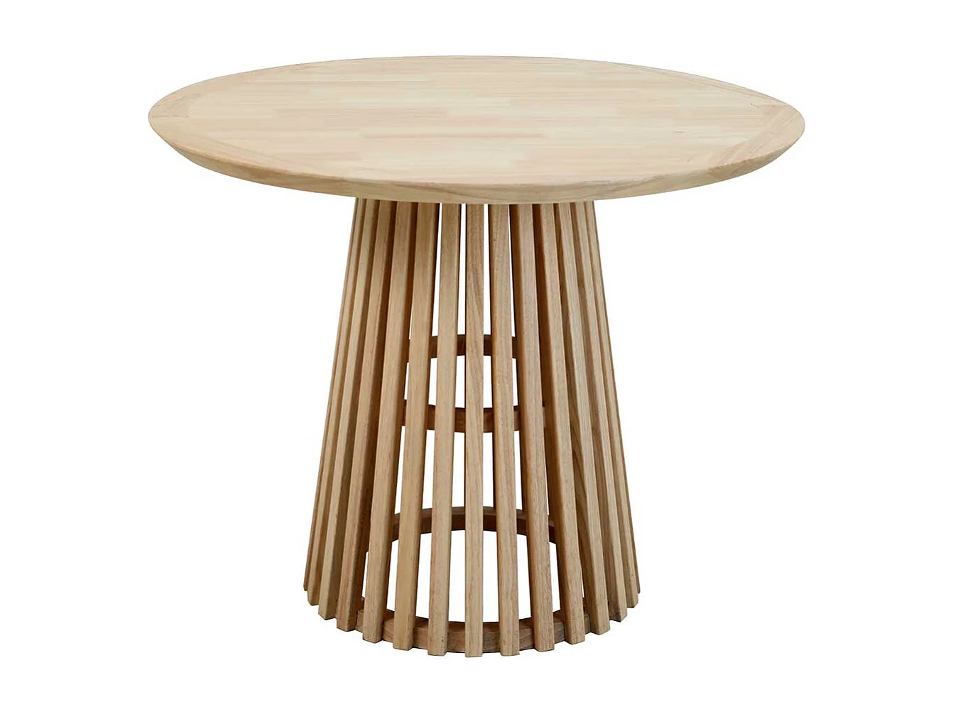 Skandi Esszimmer Tisch in Naturfarben runder Tischplatte