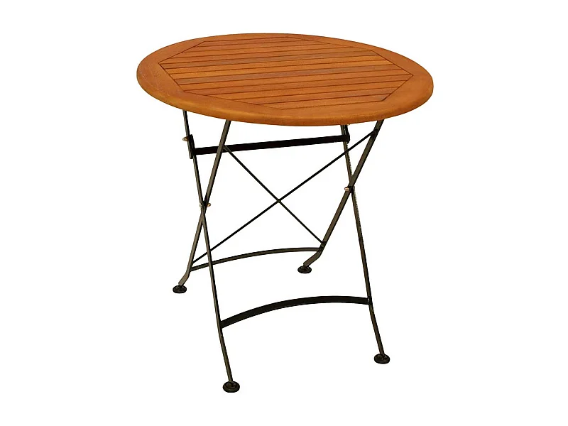 Klapptisch Outdoor rund 75 cm Durchmesser Eukalyptusholz & Stahl