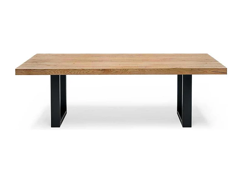 Holz Esstisch aus massiv Wildeiche geölt Bügelgestell