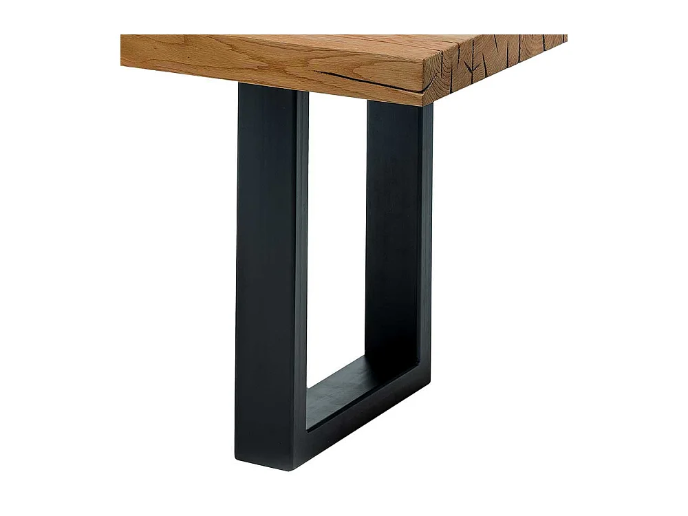 Holz Esstisch aus massiv Wildeiche geölt Bügelgestell