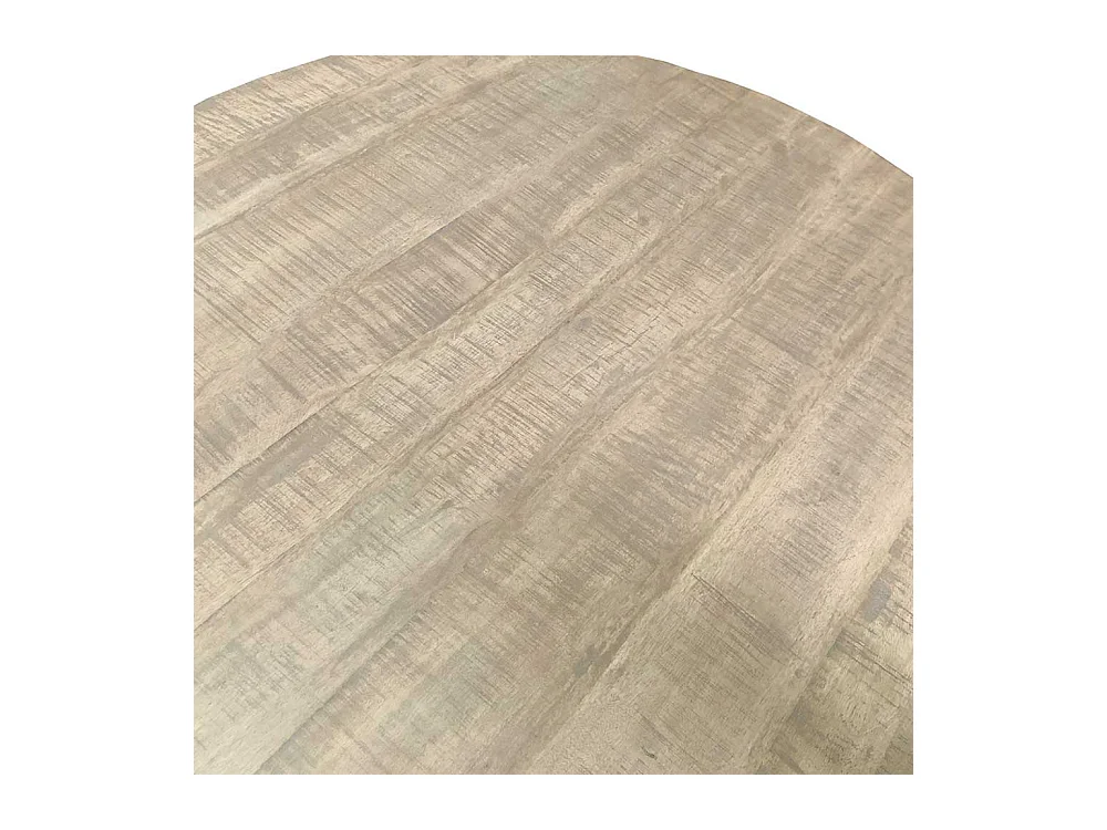 Runder Tisch aus Mangobaum Massivholz und Stahl Loft Design