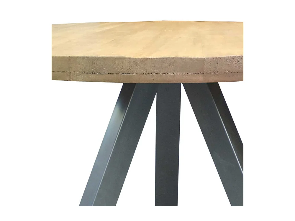 Runder Tisch aus Mangobaum Massivholz und Stahl Loft Design