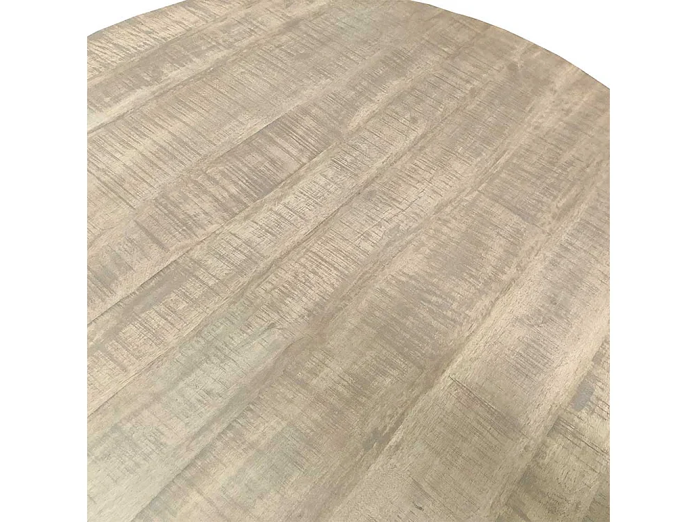 Runder Tisch aus Mangobaum Massivholz und Stahl Loft Design