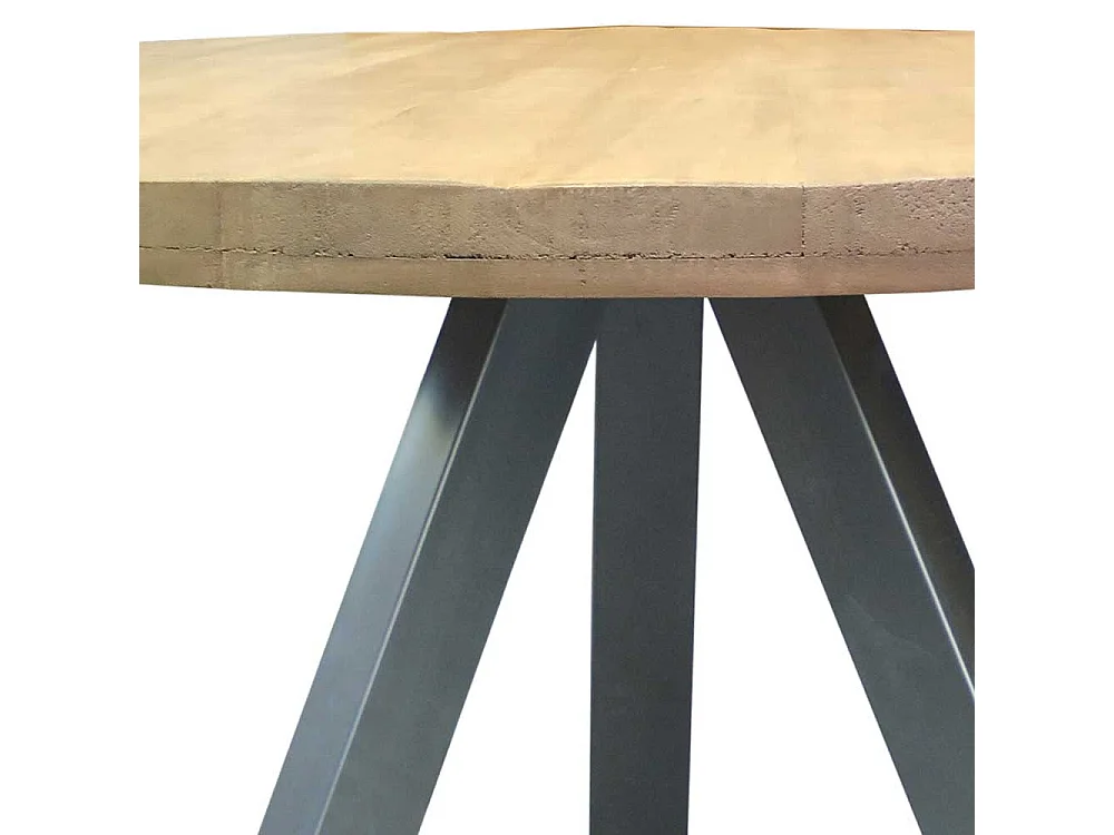 Runder Tisch aus Mangobaum Massivholz und Stahl Loft Design