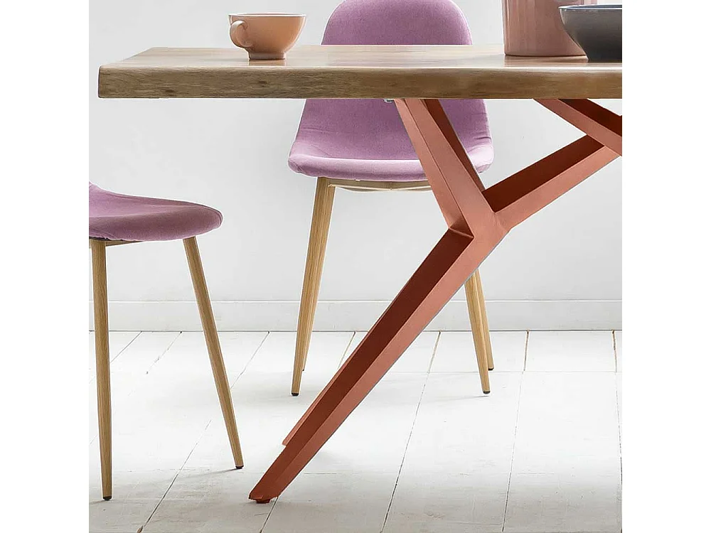 Esszimmer Tisch aus Akazie Massivholz und Eisen in Braun 100 cm tief