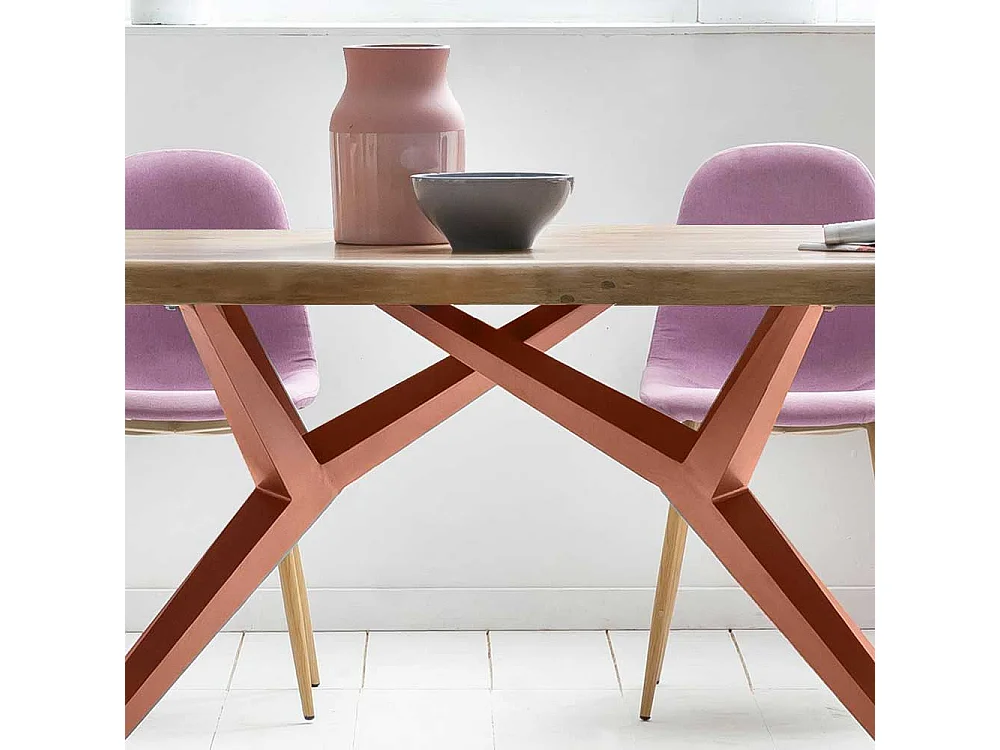 Esszimmer Tisch aus Akazie Massivholz und Eisen in Braun 100 cm tief