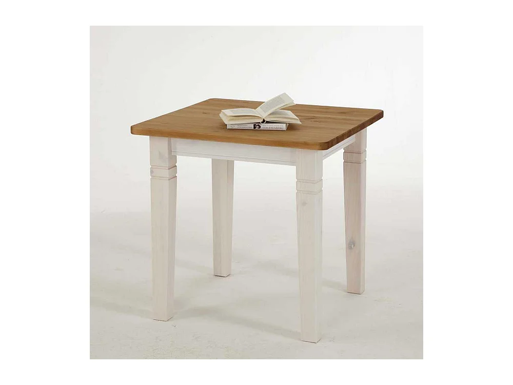 Beistelltischchen aus Kiefer Massivholz Weiß