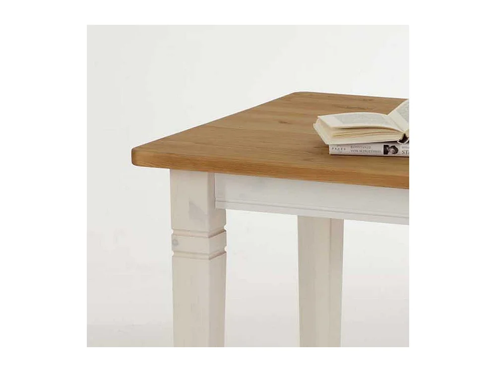 Beistelltischchen aus Kiefer Massivholz Weiß