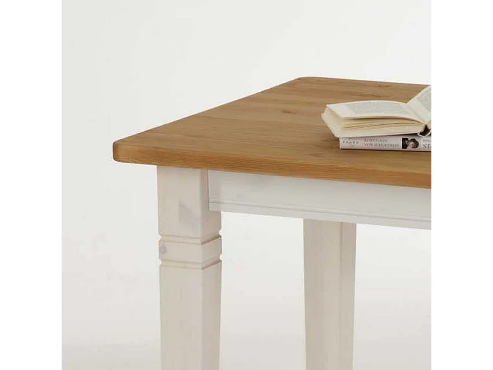 Beistelltischchen aus Kiefer Massivholz Weiß