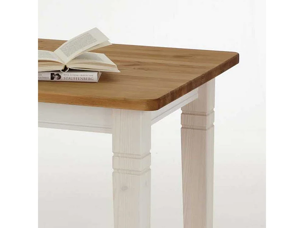 Beistelltischchen aus Kiefer Massivholz Weiß