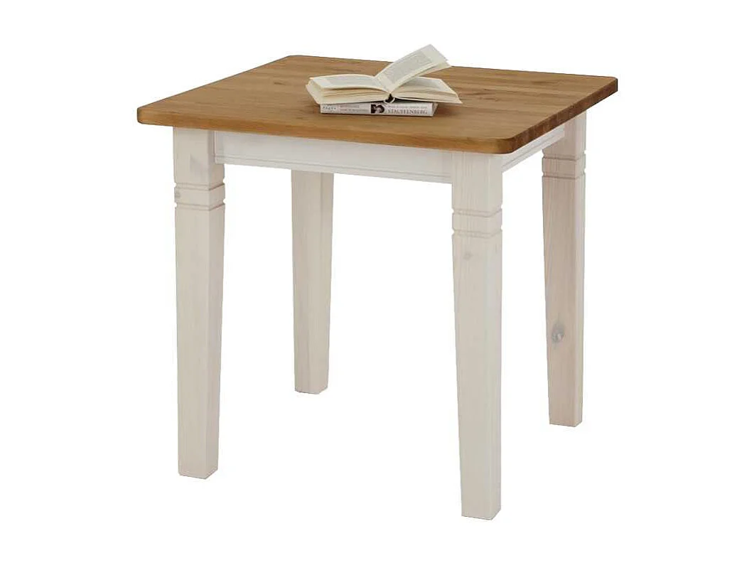 Beistelltischchen aus Kiefer Massivholz Weiß