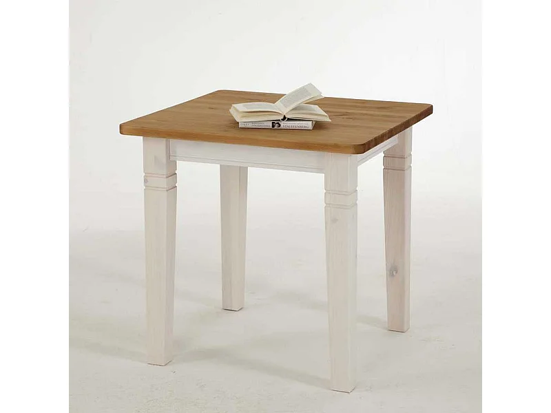 Beistelltischchen aus Kiefer Massivholz Weiß