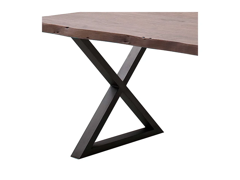 Esstisch Holztisch mit X Gestell und natürlicher Baumkante
