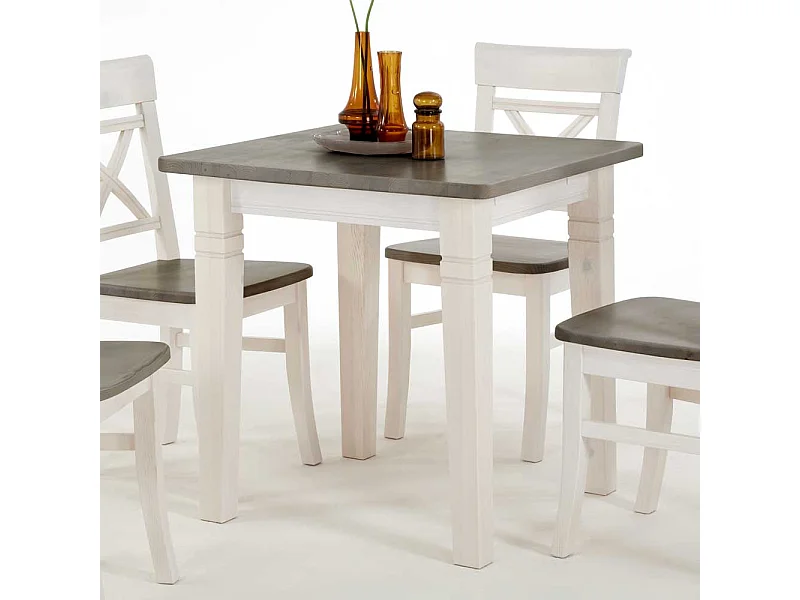 Landhaus Esstisch in Grau Weiß Kiefer massiv