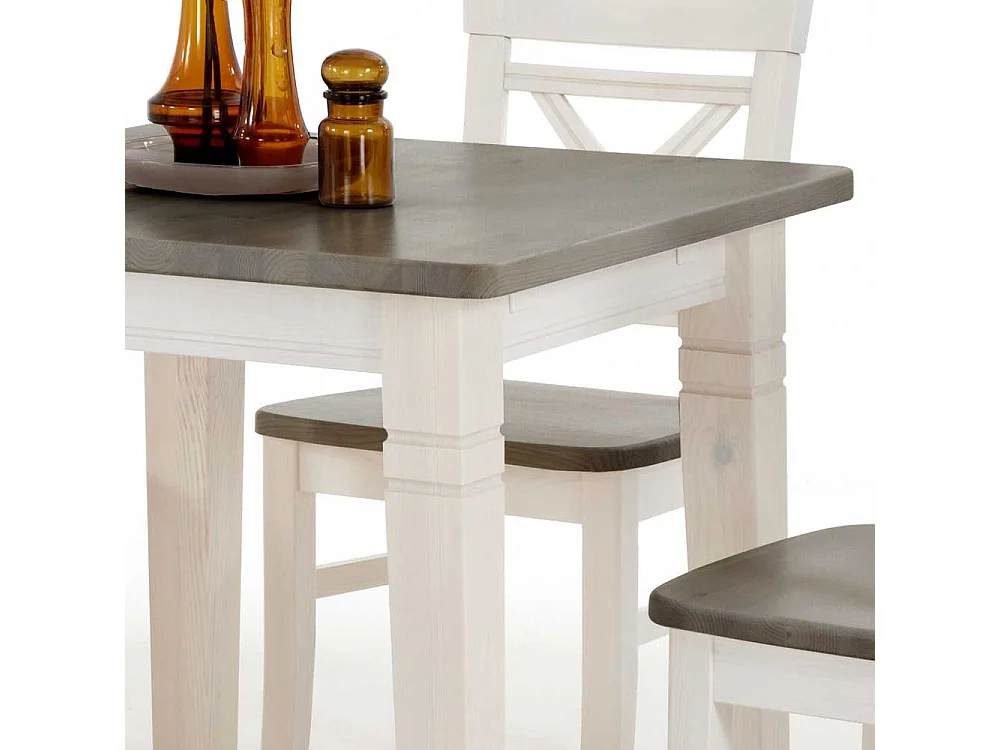 Landhaus Esstisch in Grau Weiß Kiefer massiv